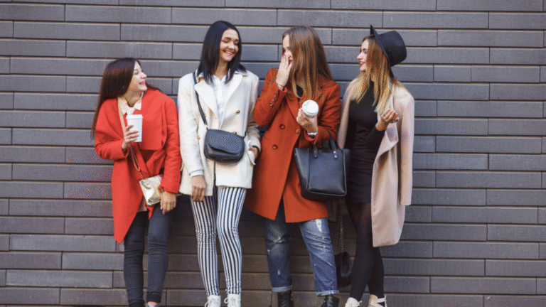 Gen Z vs Millennial fashion styles compared – young women showcasing trendy coats, handbags, and casual streetwear outfits.