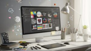 Digital Marketing Skills That Lead to Jobs showcased through a modern creative workspace with design and analytics tools
