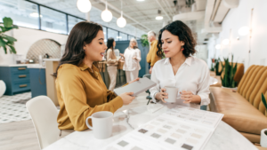 Professionals discussing strategy in a modern workspace, representing an SEO career roadmap in 2026.