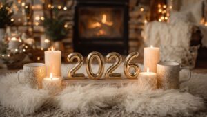 Cozy New Year setup with candles and 2026 decor symbolizing a fresh start and new year resolution inspiration