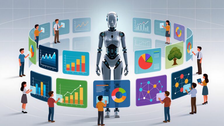 Illustration showing AI-powered dashboards and analytics representing the top free AI tools for photo editing and enhancement used by creators and professionals.