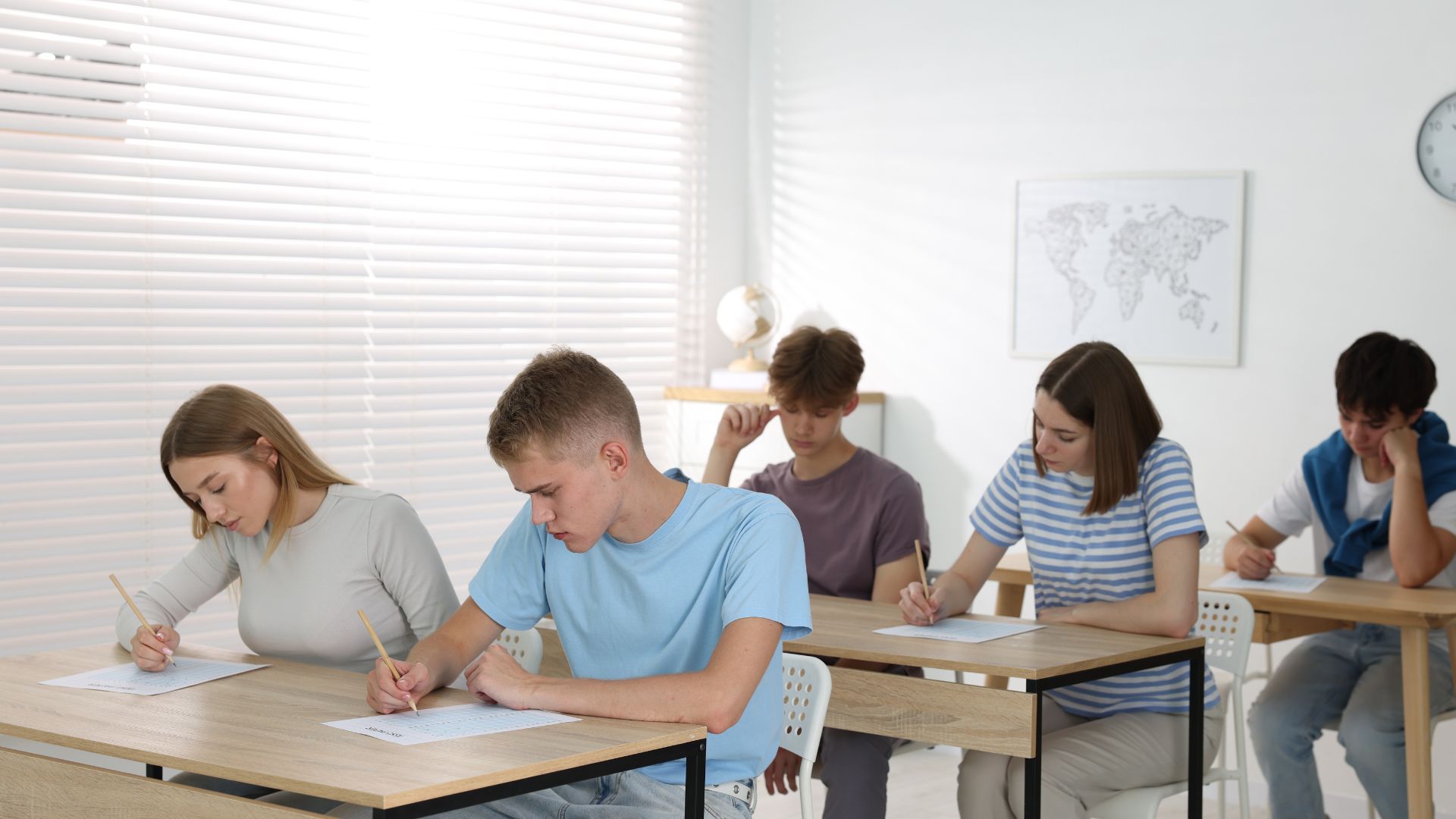 Overcoming Exam Anxiety: Simple Techniques for Indian Students writing exams calmly in a classroom environment with focused concentration