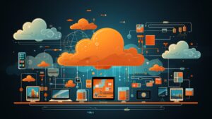 Types of Cloud Computing: Public vs Private vs Hybrid Explained through cloud network illustration with servers and devices