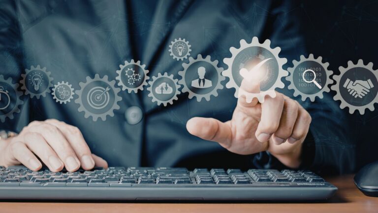 AI Automation for Solopreneurs: Practical Setup Guide showing business professional using digital automation workflow