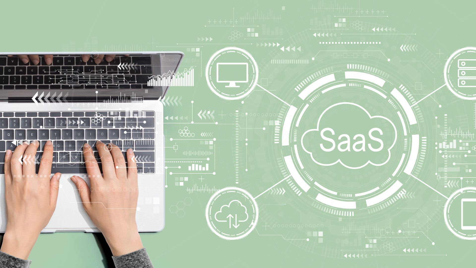 Best SaaS Tools for Startups on a Budget (2026 Stack) dashboard concept with laptop and SaaS cloud interface